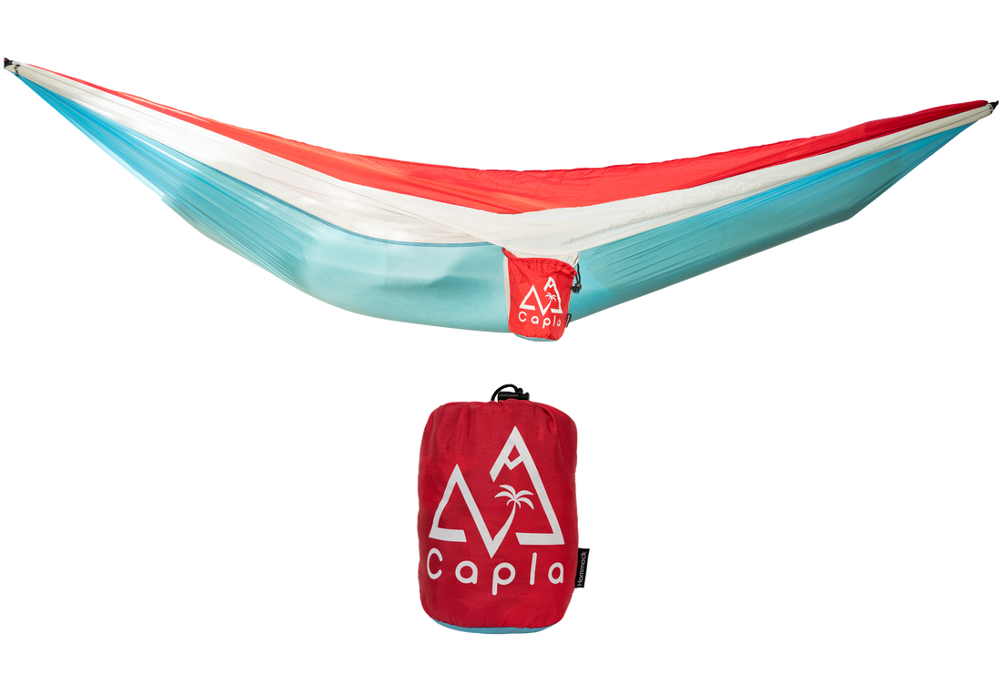 Capla Hammock 2.0 Bori with a three-color design, compact and lightweight, perfect for outdoor activities.