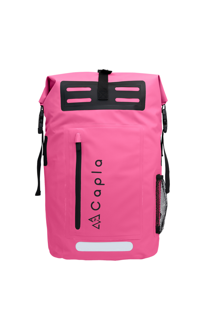 Hyper Pink Waterproof Dry Bag Backpack with roll-top closure, ergonomic design, and waterproof protection for all your gear.